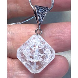 Clear Crackle Quartz Diamond Shaped Pendant